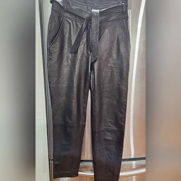 Veronica Beard Pants - Veronica Beard Leather Straight Leg Pants
